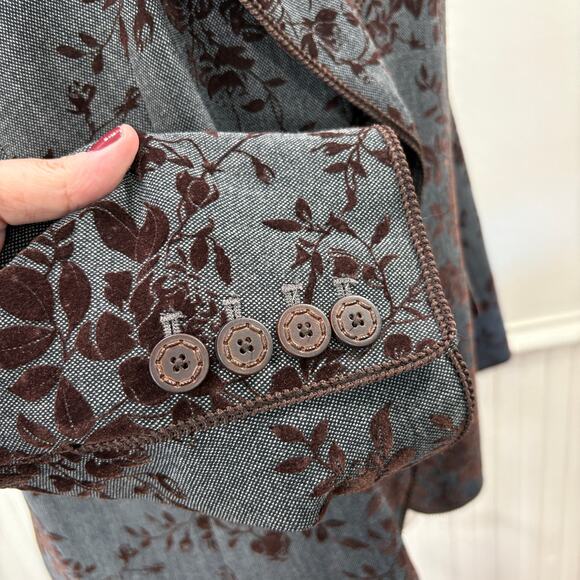 Caslon Size 18W Blazer Jacket Velvet Flocked Floral Indie Whimsigoth Dark Fairy - Picture 6 of 13
